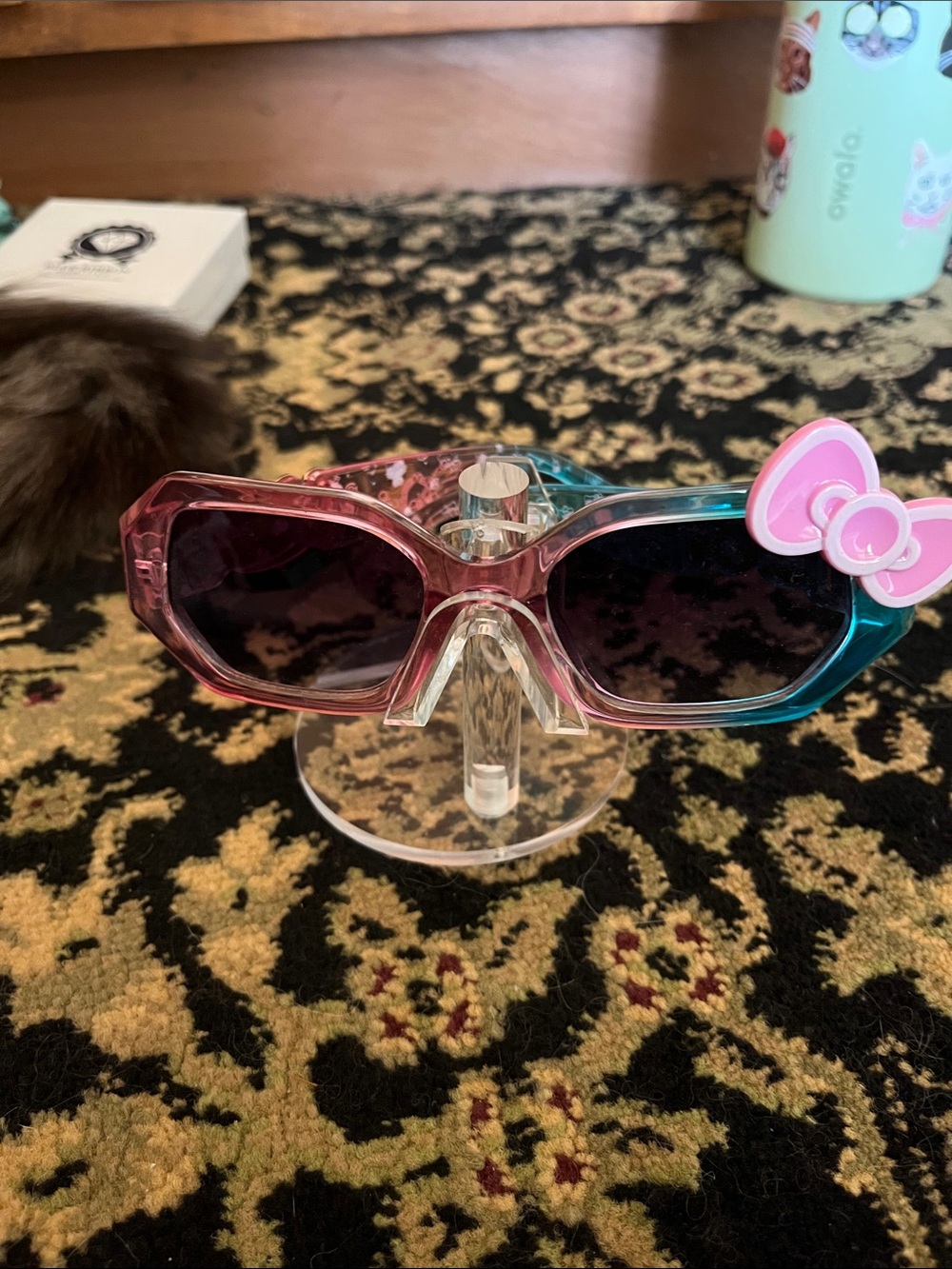 Sanrio Two-Tone Pink and Teal Kids Sunglasses with Pink Bow Accent